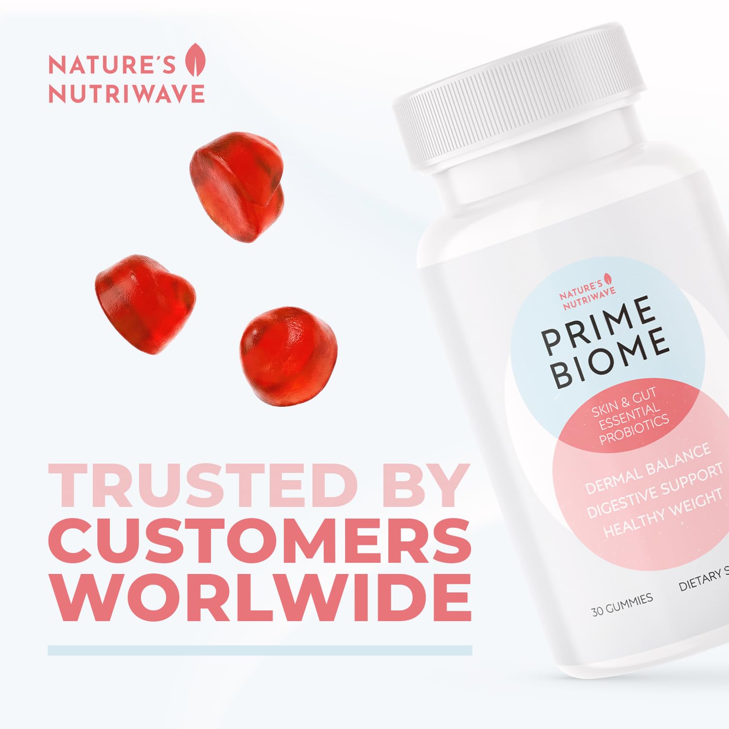 Nature’s NutriWave PrimeBiome Probiotic Gummies – Plant-Based Blend with Inulin, Lion’s Mane, Ginger & More– Non-GMO, No Stimulants, GMP Certified – 30 Gummies, 6 Month Supply Nature’s NutriWaveBuy Supplements Australia