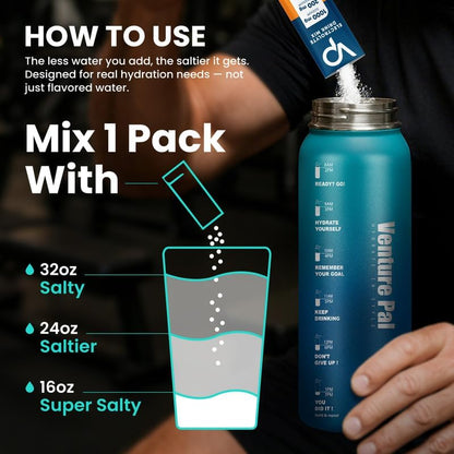 Venture Pal High Sodium Electrolyte Hydration Combo Pack | Sugar-Free Drink Mix with Sodium, Potassium & Magnesium | Keto & Vegan Friendly | Zero Calories | 32 Sticks