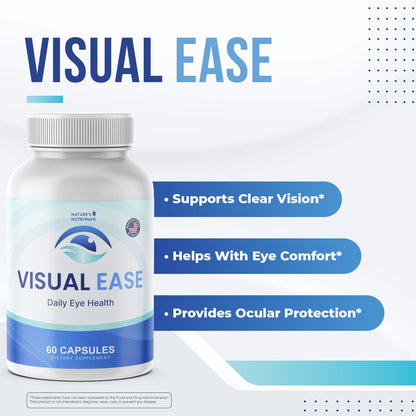 Visual Ease – Lutein, Zeaxanthin & Bilberry – 60 Ct, 1 Month Supply | Also includes Zinc with Lutein, Zeaxanthin, Bilberry & Vitamin A, C, E | Non-GMO, Made in USA | Daily capsule