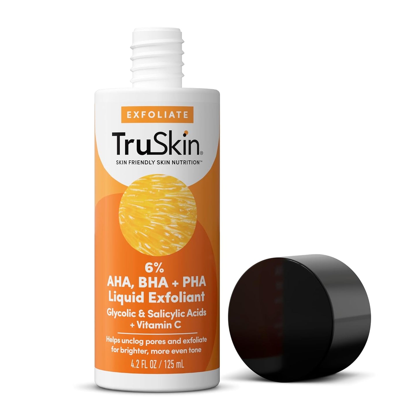TruSkin AHA PHA BHA Liquid Exfoliant Toner with Vitamin C, 4.2 fl oz | With Salicylic and Glycolic Acid to help unclog pores while improving the look of skin tone and texture