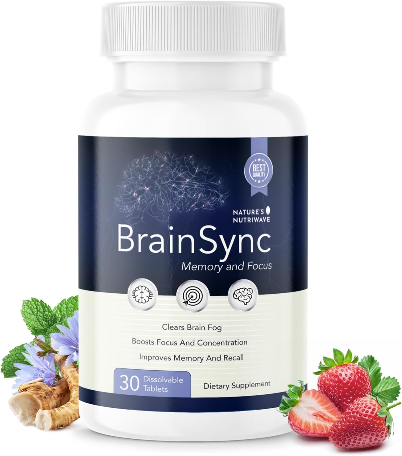 BrainSync – Probiotic Tablets, 3.6 Billion CFU – 30 Ct, 1 Month Supply | Probiotic tablets, 3.6 billion CFU | Easy-to-swallow daily tablet