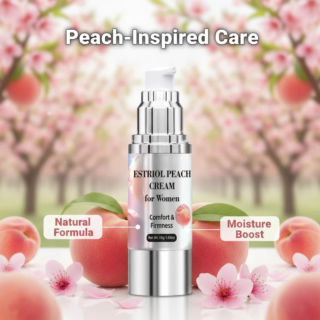 Bioidentical Estriol Cream for Women, Intimate Moisturizing Cream for Vaginal Dryness & Discomfort, Menopause Support (Peach Flavor) WJunHua buy supplements Au