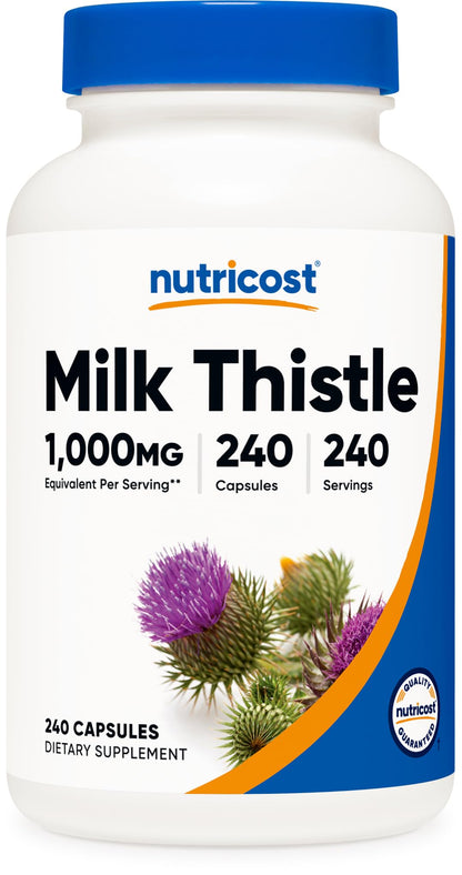 Nutricost Milk Thistle Extract 240 Capsules for 240 Servings Per Bottle - Vegan, GMO Free and Gluten Free