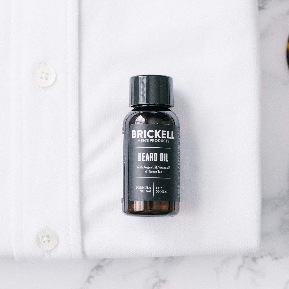 Brickell Men's Beard Oil for Men, Argan and Jojoba Oil to Strengthen and Soften Hair, With Vitamin E, 1 Ounce, Scented