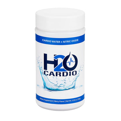 H2O Cardio supplement container on a white background