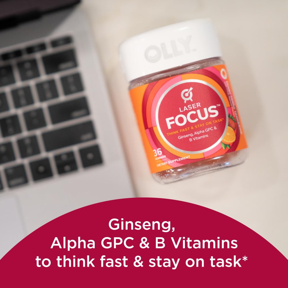 OLLY Ultra Strength Goodbye Stress Softgels 60 Count & Laser Focus Gummy 36 Count Brain Support Supplement Bundle OLLY buy supplements Au