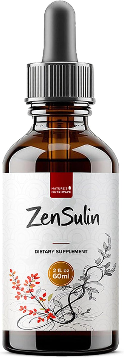 ZenSulin Drops – Cinnamon, Licorice Root & Turmeric – 60ml, 1 Month Supply | Cinnamon, Licorice Root & Turmeric, herbal liquid | Non-GMO, Gluten-Free, Made in USA | Dropper, daily drops