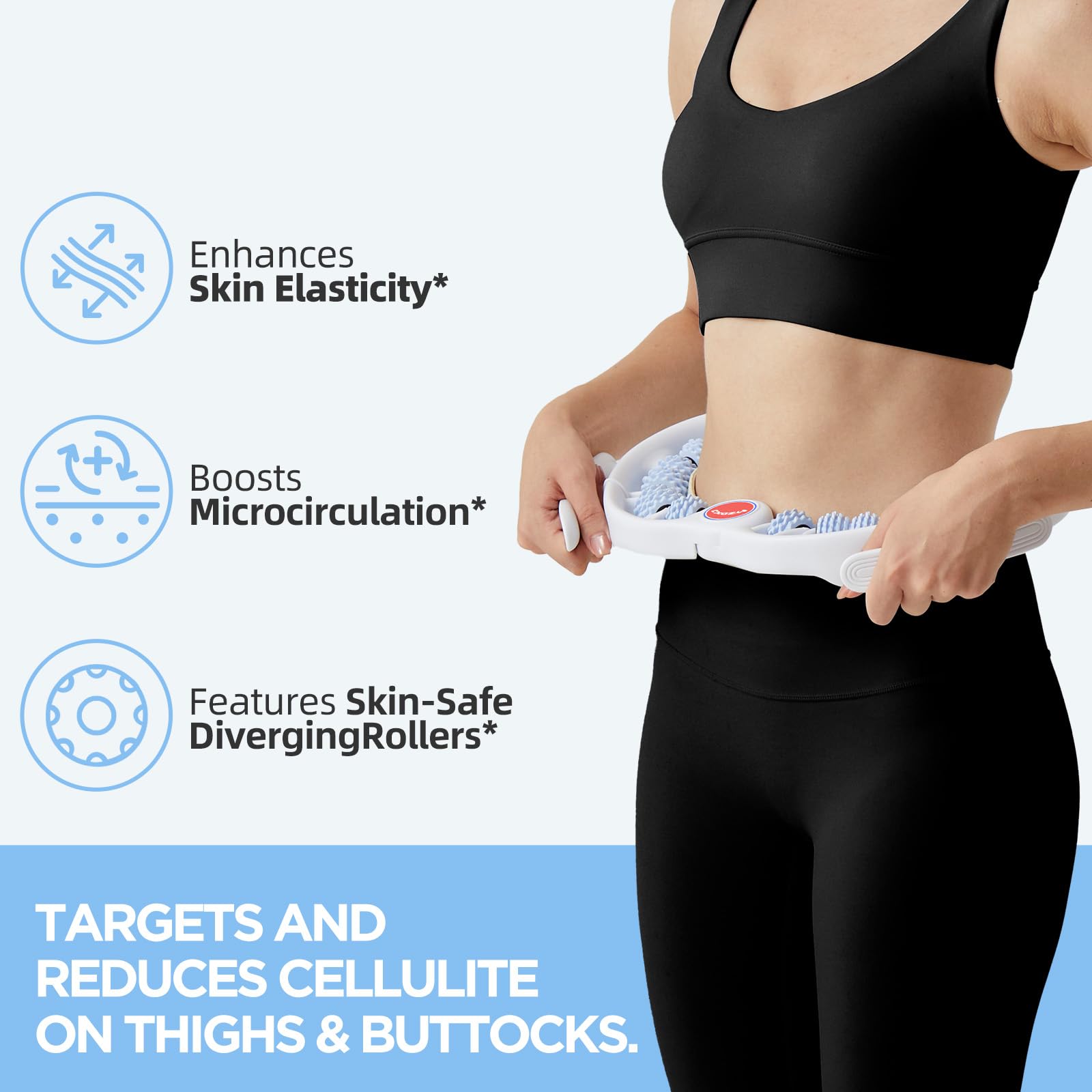 MZDXJ Cellulite Massage Tool - Lymphatic Drainage Massager - Muscle Roller, Deep Fascia Massage, Dimpled Skin Removal, Legs/Thighs/Buttocks, Anti-Cellulite Roller, Smooth Skin (14 Wheel - Blue) MZDXJ buy supplements Au