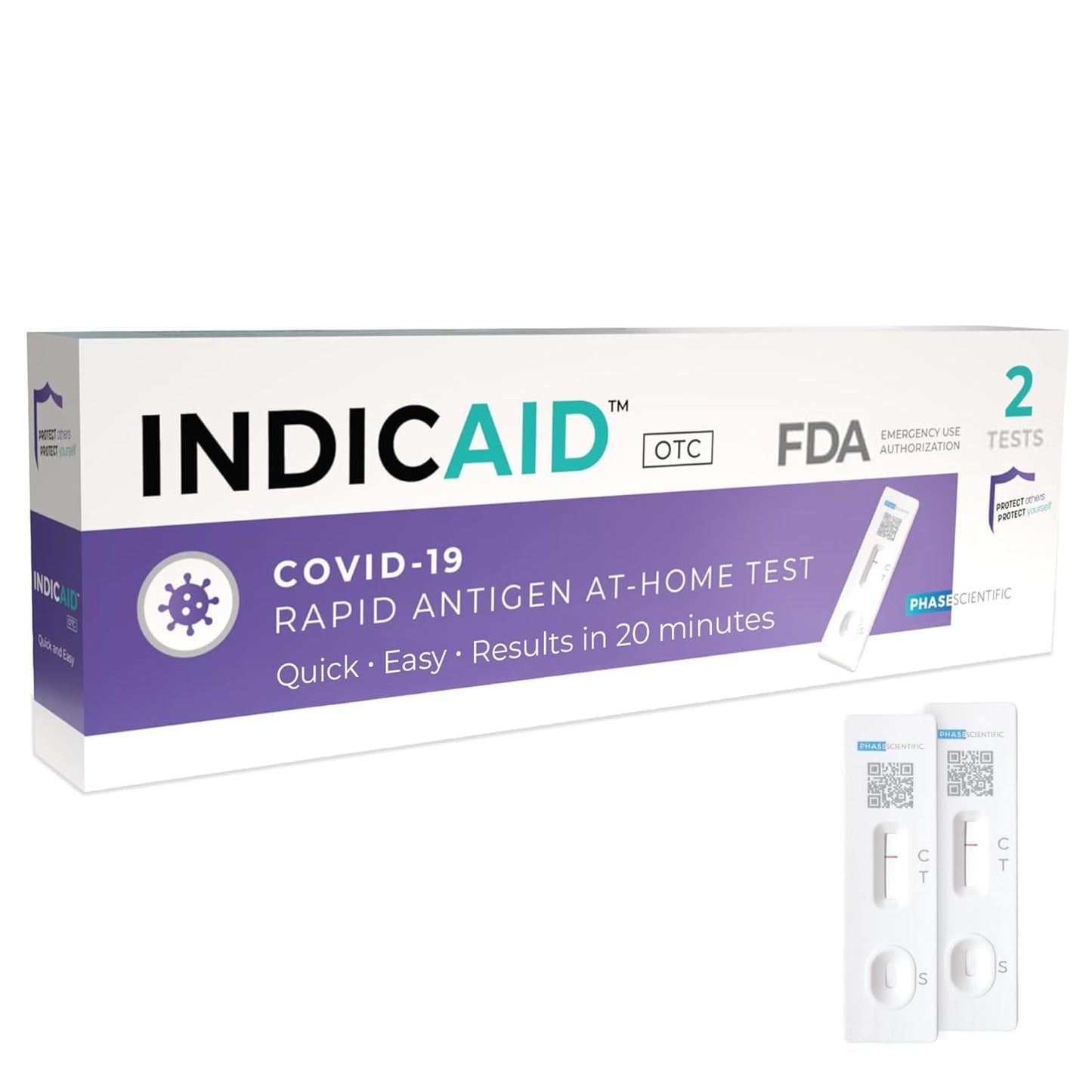 INDICAID COVID-19 Antigen Rapid Test, FDA EUA Authorized OTC COVID Home Test, 2 COVID Tests in a Individual Pack, Convenient for Both Home Use and Business Distribution, HSA/FSA Eligible, Easy to Use | |Easy to use| Accurate and Fast Result|Fast/free Prim