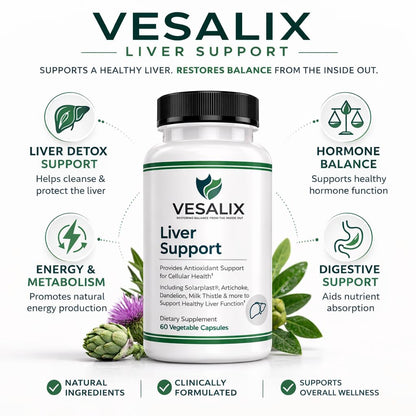 VESALIX Liver Support Supplement for Adults 40+ – Milk Thistle, Artichoke & Dandelion with Digestive Enzymes – Supports Digestion & Cellular Health – 60 Vegetarian Capsules VESALIXBuy Supplements Australia