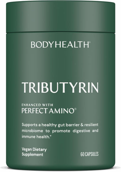 BodyHealth Tributyrin 200mg - Tri-Butyrin Supplement for Gut Health Support, Digestive Comfort, Microbiome Balance & Immune Support* - 60 Capsules