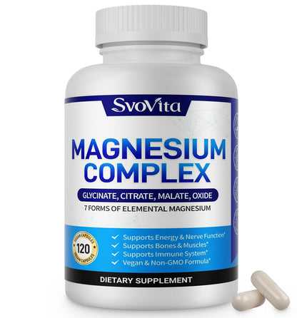 SvoVita Magnesium Complex dietary supplement bottle with white background