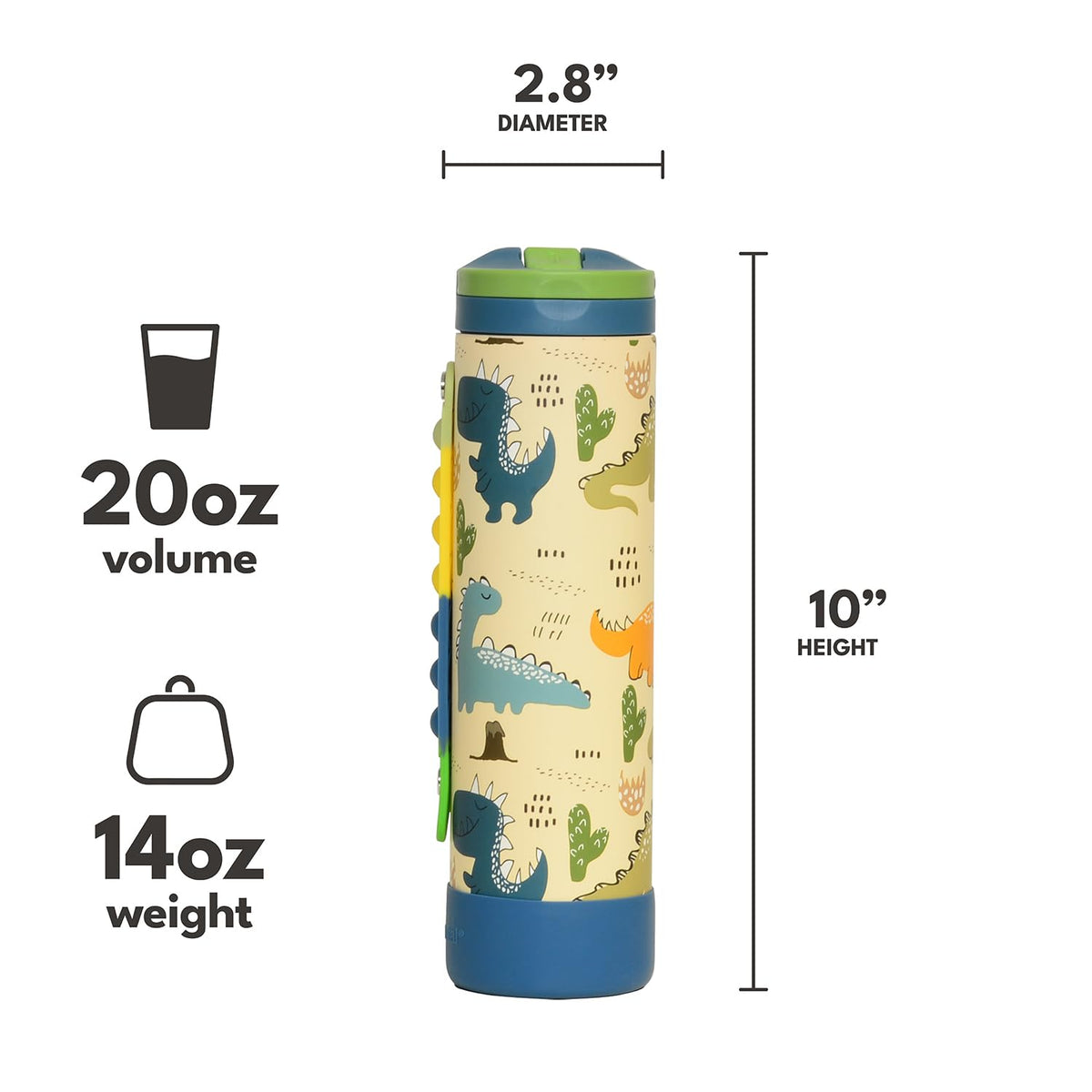 Elemental Iconic Kids Water Bottle for School - 100% Leak-Proof Insulated Water Bottles with Straw Lid & Pop-It Handle for Boys & Girls - Triple-Wall Insulated & BPA-Free, 20oz – Dinosaur Elemental buy supplements Au