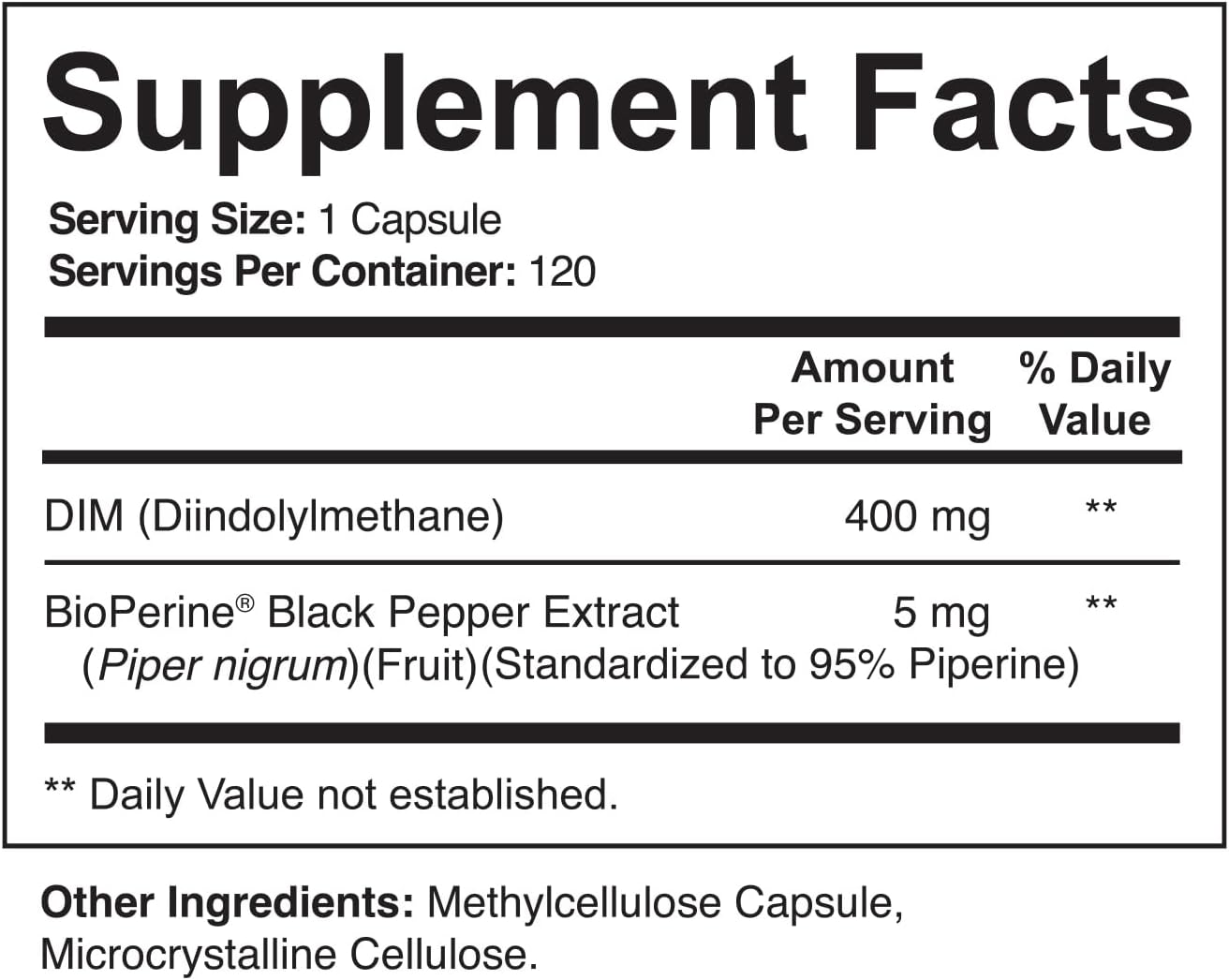 NutriFlair DIM 400mg with BioPerine, 120 Capsules - High Potency Diindolylmethane Supplement - for Men & Women - Vegan, Non-GMO - 4 Month Supply