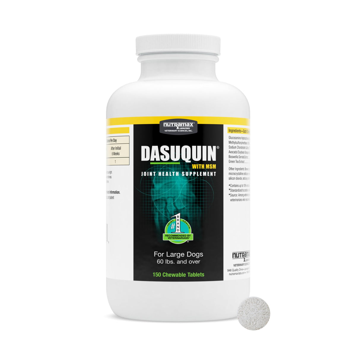Nutramax Dasuquin for Large Dogs, Joint Health Supplement, Contains Glucosamine for Dogs, Plus Chondroitin, ASU, MSM and More, Supports Healthy Joints, Chewable Tablets, 150 Count Nutramax LaboratoriesBuy Supplements Australia
