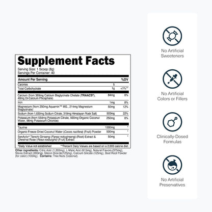 Transparent Labs Hydrate Electrolytes Powder (40 Servings, Tropical Punch) & Creatine HMB (30 Servings, Strawberry Lemonade)