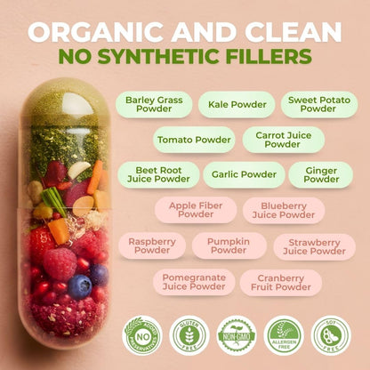 Vital Super Fruits & Veggies - Daily Superfood Capsules for Adults - Fruit & Vegetable Supplements to Boost Immunity & Energy - 2-in-1 Formula for Overall Wellness VITAL NUTRITIVE buy supplements Au