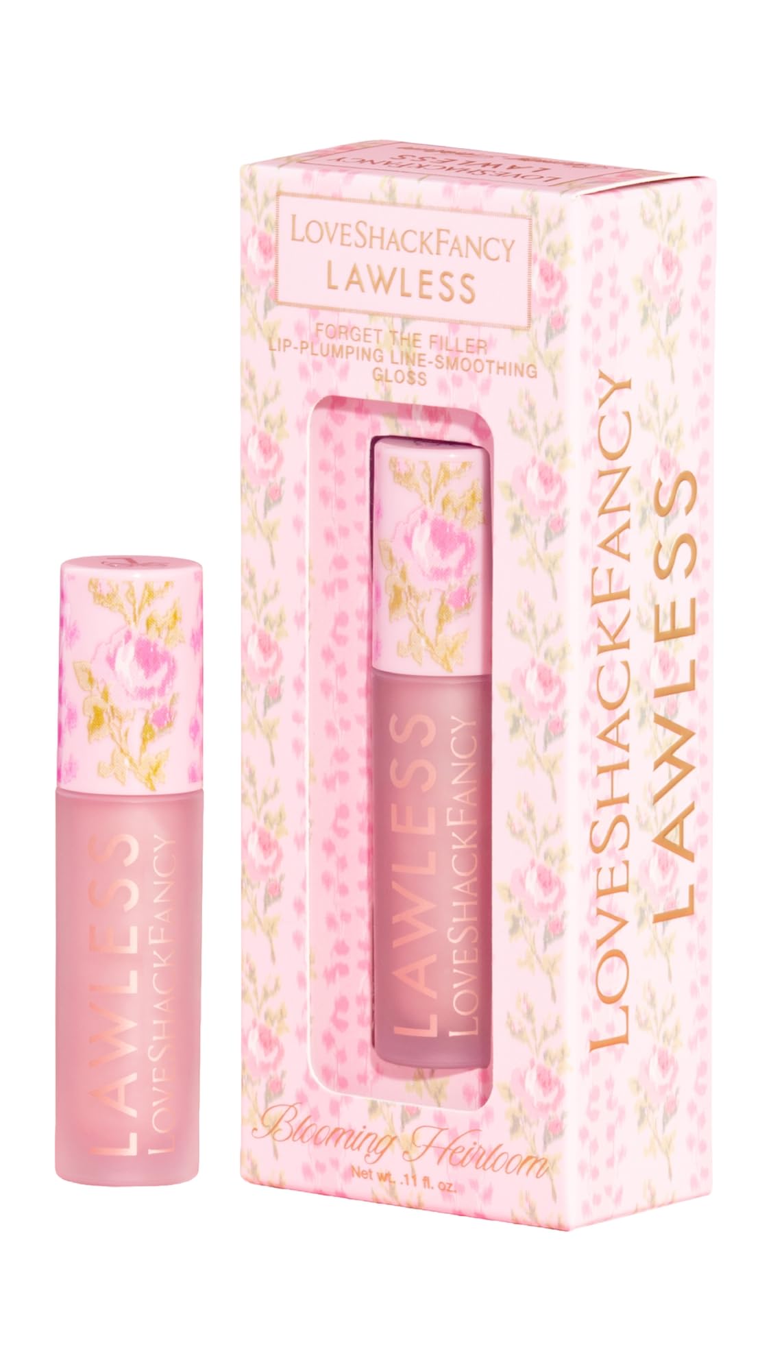 Lawless Women's x LoveShackFancy Forget The Filler Lip Plumping Gloss, Blooming Heirloom, Pink, 0.11 Ounce LawlessBuy Supplements Australia