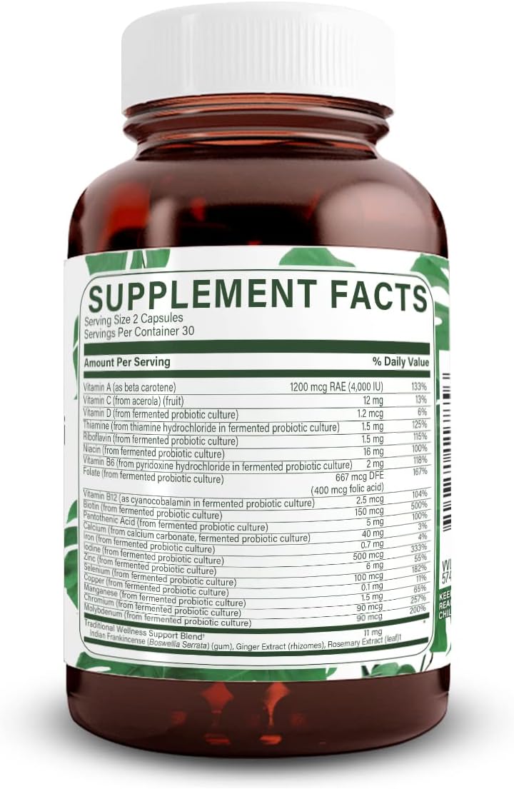 Natural Nutra Whole Food Complete Multivitamin, 60 Capsules | Mineral for Unisex, Energy Booster, Helps Maintain Bone Health, Improves Brain Function & Skin, Helps Enhance Immunity