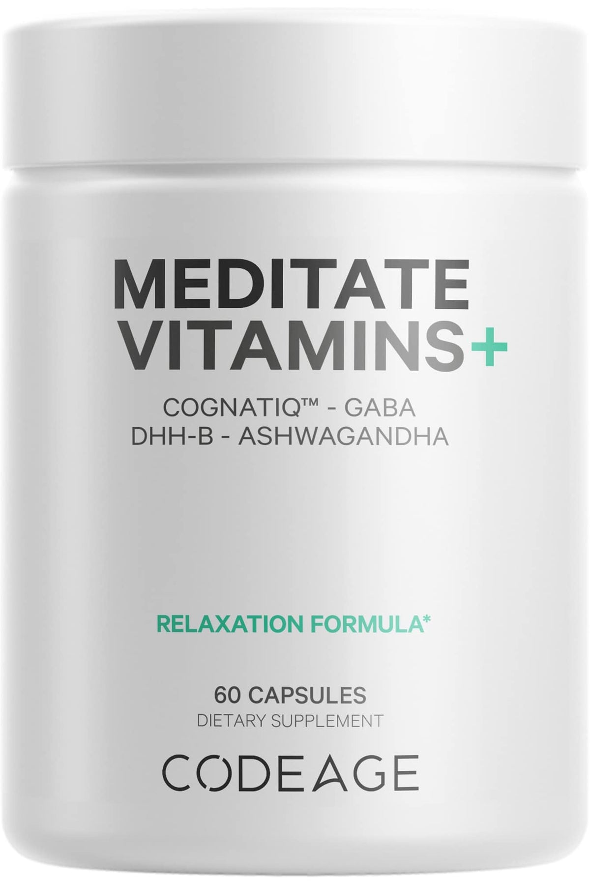 Codeage Meditate Vitamins+ Supplement - CognatiQ, DHH-B, GABA, Ashwagandha, Organic Mushrooms, Blueberries - BDNF Brain Pills and Neuroprotein - Vegan, Non-GMO, Gluten-Free - 60 Capsules CodeageBuy Supplements Australia