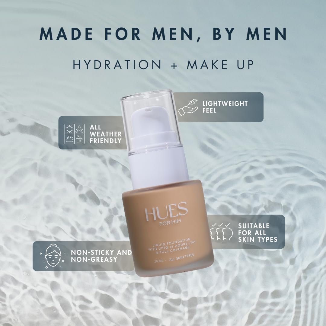 Hues for Him Foundation for Men – Full-Coverage, Lightweight & Hydrating Fit | Natural Coverage | Oil Control & Perfect Fit for Men’s Faces | Available in 4 Shades | Fresh Canvas, .67oz HUES FOR HIMBuy Supplements Australia
