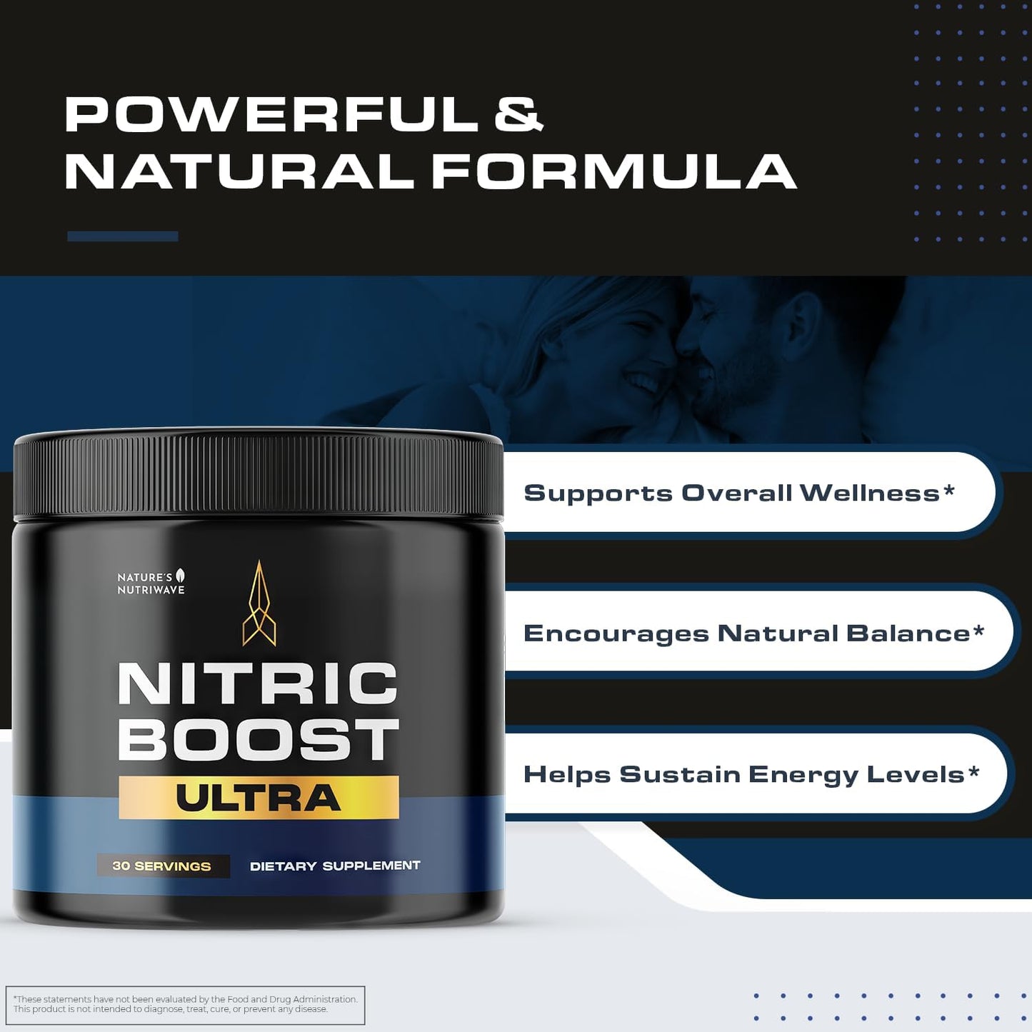 Nitric Boost Ultra Powder – GMP-Certified – 30 Servings, 3 Month Supply | Botanical powder, non-habit forming | Non-GMO, GMP-Certified, Made in USA | Mixes into water, daily scoop