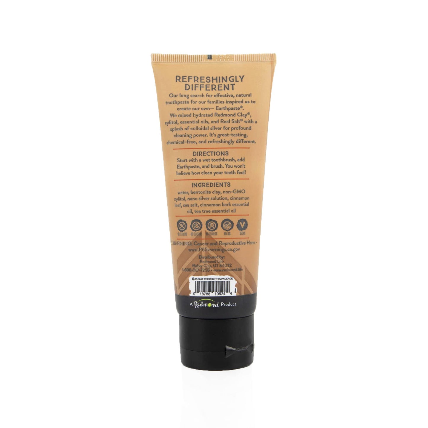 Redmond Earthpaste with Silver - Natural Non-Fluoride Toothpaste, 4 Ounce Tube (Peppermint)