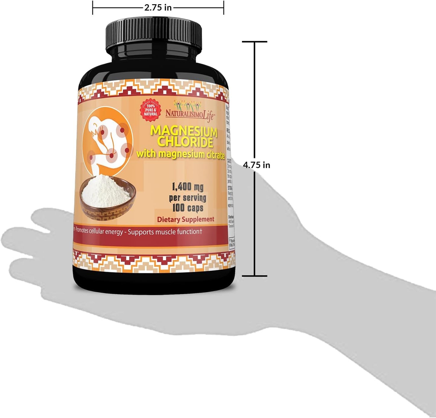 Magnesium Chloride (Cloruro de Magnesio) 1,400 mg per serving high absorption with Magnesium Citrate