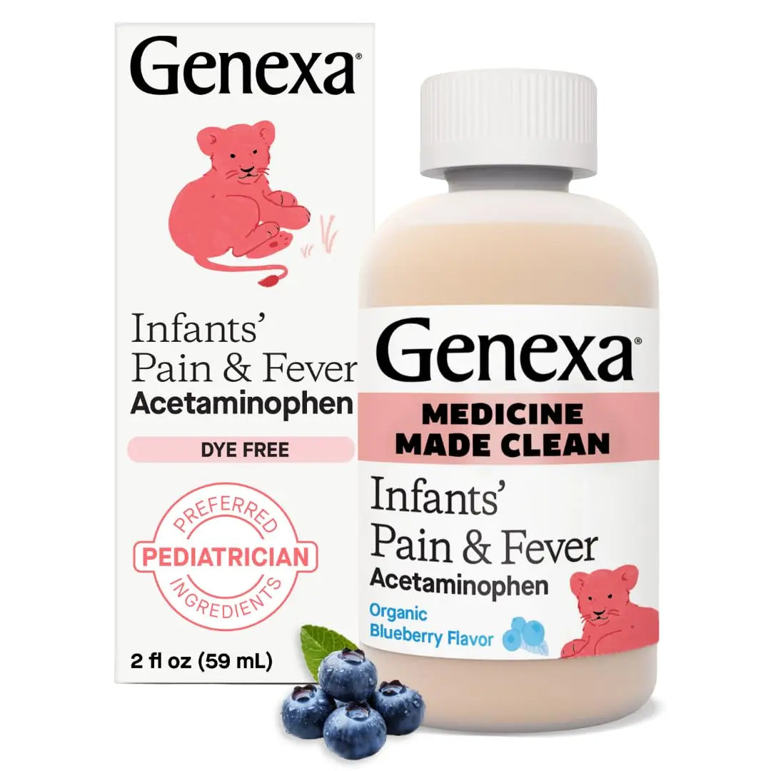 Genexa Infants' Clean Acetaminophen | Pediatrician Preferred Ingredients | Pain Reliever & Fever Reducer for Babies | Dye Free, 0% Artificial Additives | Delicious Organic Blueberry Flavor, 2 fl oz GenexaBuy Supplements Australia