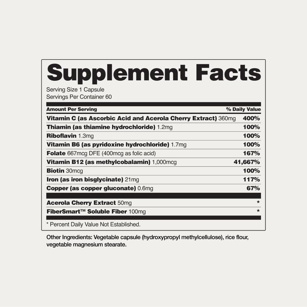 Snap Supplements Natural Iron Builder Supplements, 60 Vegan Capsules