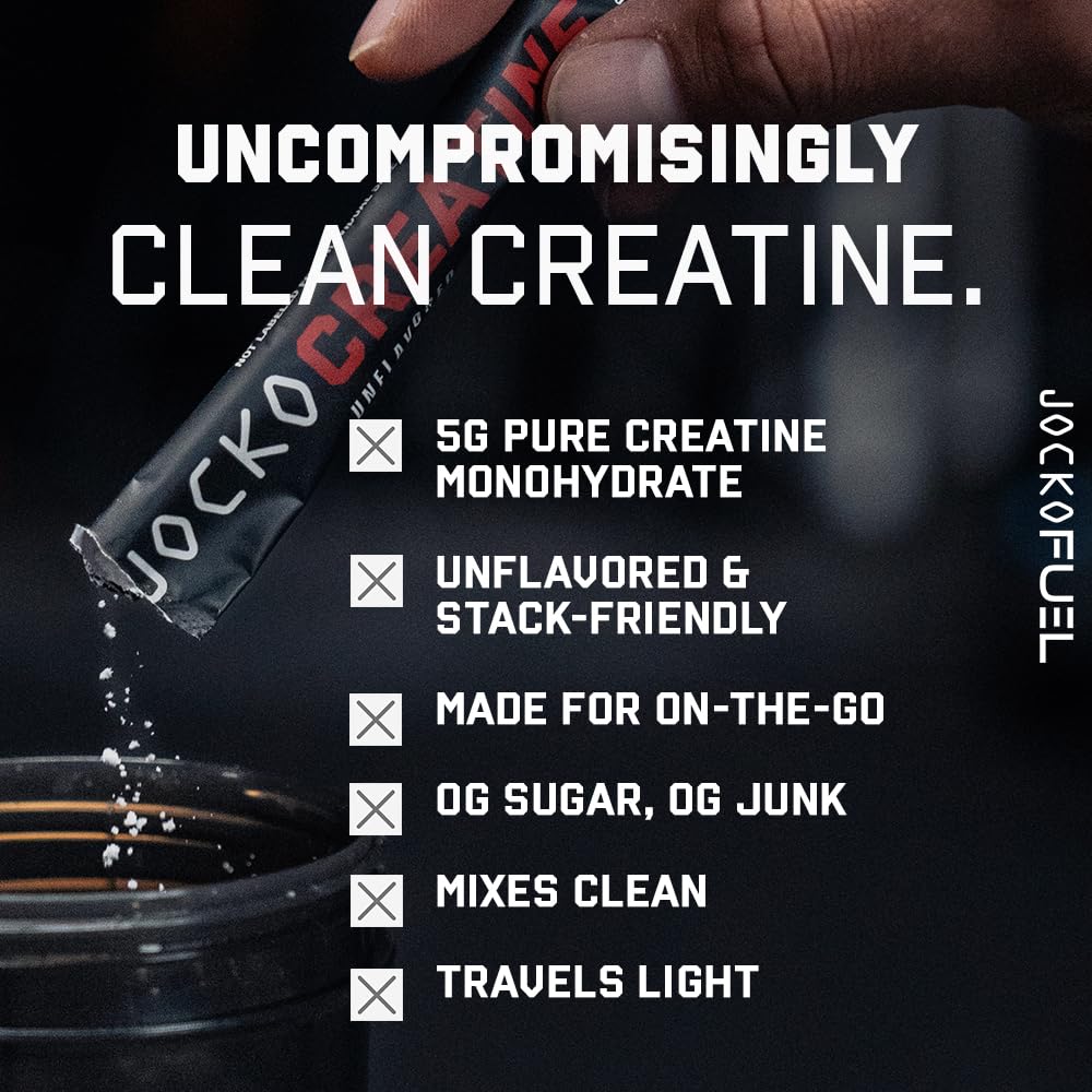 Jocko Fuel Creatine Monohydrate, Pure Micronized Powder for Men & Women, Supports Muscle Growth, Strength, Recovery & Cognition, Unflavored, 450 Grams, 90 Servings