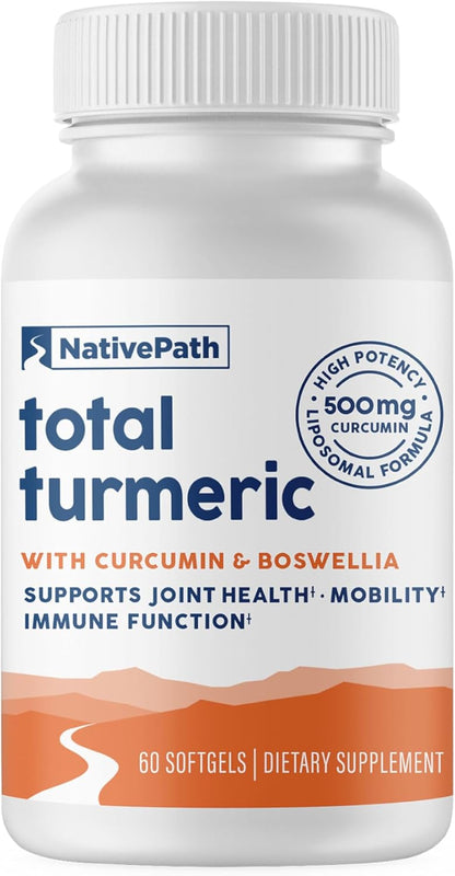 NativePath Turmeric Curcumin with Boswellia, 60 Softgels | Full-Spectrum Curcuminoids Plus Frankincense Extract, Supports Joint Mobility & Flexibility, High Absorption