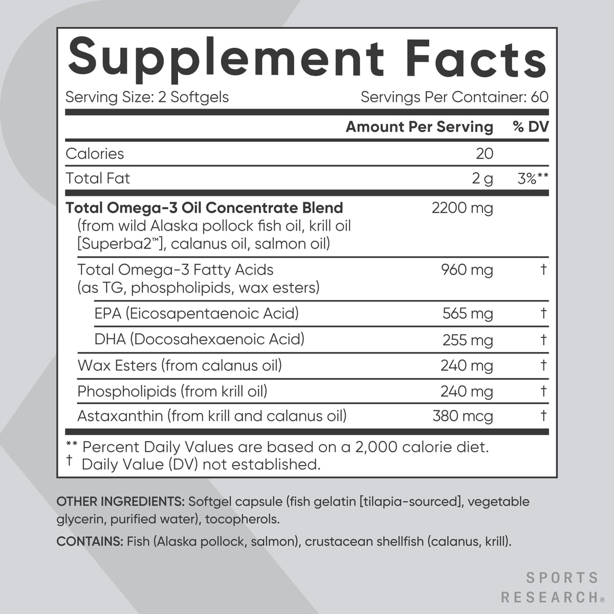 Sports Research® Omega-3 Fish Oil Bundle - Total Omega-3 2200mg (Krill, Salmon & Pollock) + Triple Strength Fish Oil 1250mg - High EPA & DHA Supplement Sports Research buy supplements Au