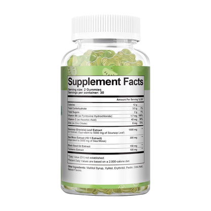 Totaria Sugar Free Soursop Oil Graviola Sea Moss Gummies - Support Digestive Sleep Skin Health, Immunity & Antioxidant - Guanabana Fruit with Sea Moss, 150mg Black Seed Oil Organic Non-GMO Vegan