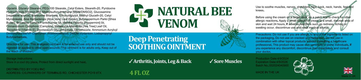 PIBIOOMAP Bee Venom Serum Joint & Muscle & Bone Cream, Pure Natural Ingredients, Fast Acting, Relief Back, Shoulder, Back, Neck, Hands, Elbows, Feet, Leg, Knees, Ankle, for Adults, Elderly PIBIOOMAPBuy Supplements Australia