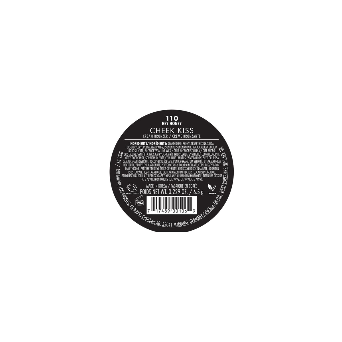 Milani Cheek Kiss Cream Bronzer, 110 - Hey Honey, Vegan & Cruelty-Free, Made in Korea, Lightweight Glow, Soft Matte Finish MilaniBuy Supplements Australia