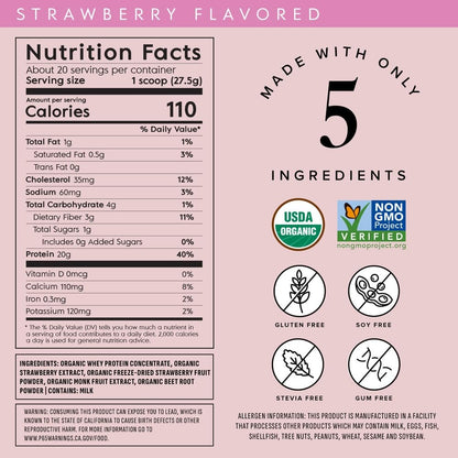 Truvani Organic Whey Protein Powder | Vanilla | 20 Servings | 20g Grass Fed Whey Protein | USDA Organic & Non-GMO | Gluten Free | No Gums, No Soy, No Stevia, No Added Sugars