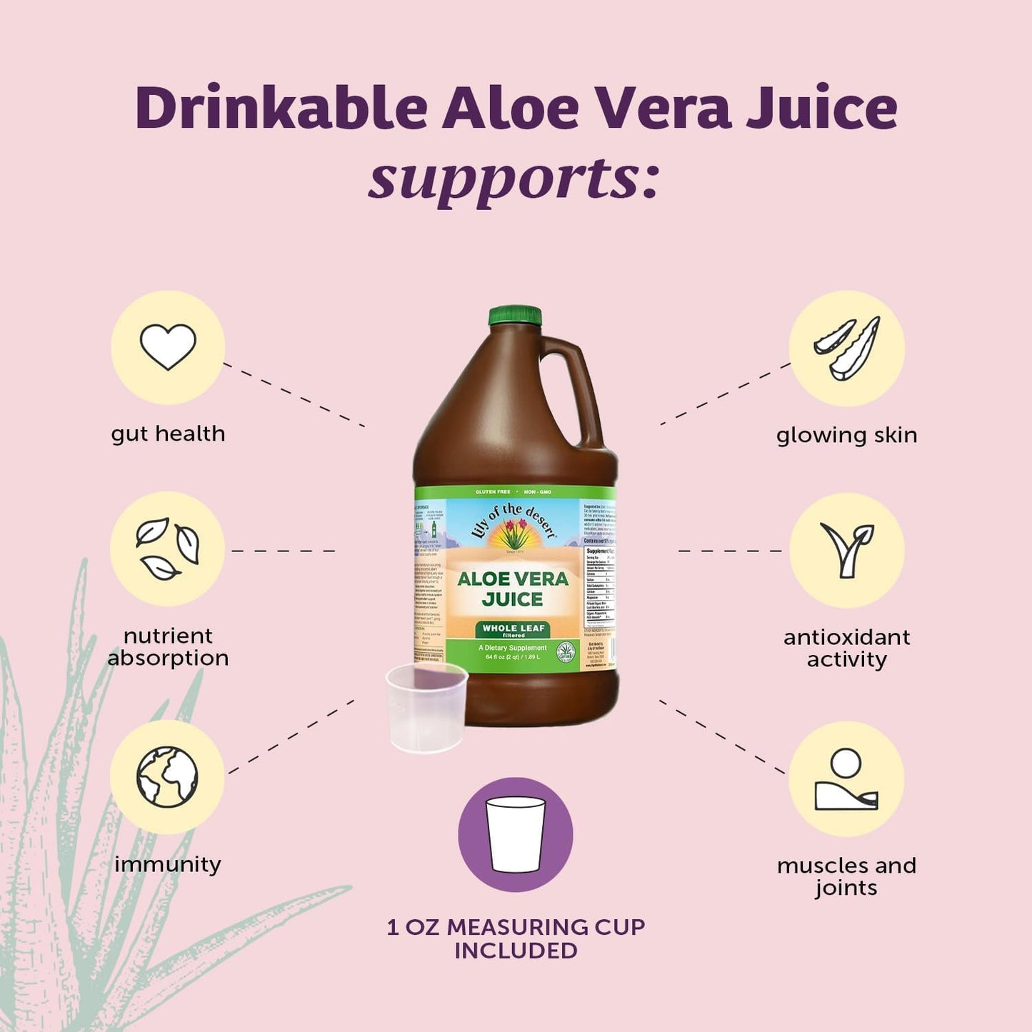 Lily Of The Desert Aloe Vera Juice, Whole Leaf, Organically Grown, Non-GMO, 64 Fl Oz