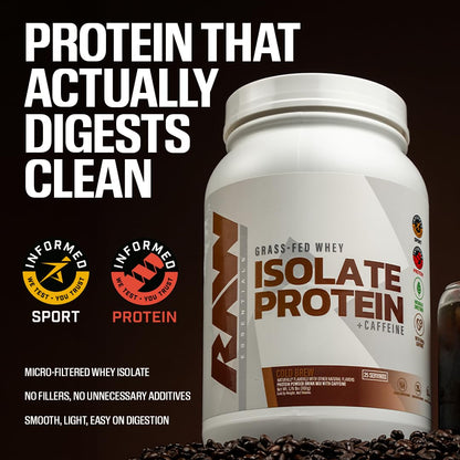 RAW Whey Isolate Protein Powder, Dark Chocolate - 100% Grass-Fed Sports Nutrition Whey Protein Powder for Muscle Growth & Recovery - Low-Fat, Low Carb, Naturally Flavored & Sweetened - 25 Servings