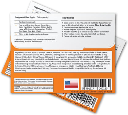 PatchAid Multi Plus Topical Patch (Pack of 2) | Daily Energy & Wellness Support, 27 Essential Vits Including Iron, B12, and Calcium, 8-Hour Wear & Slow Release, 60 Day Supply
