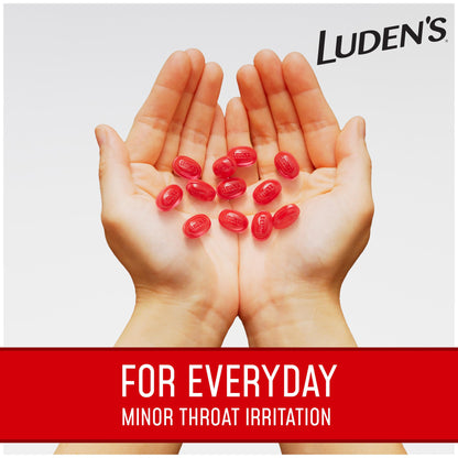 Luden's Sore Throat Relief Lozenges for Minor Everyday Irritation & Dry Mouth, Wild Cherry Flavored Drops, 30 Count
