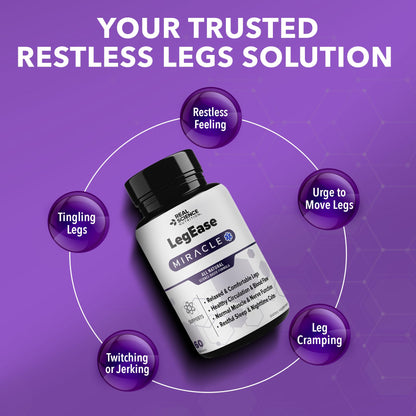 Real Science LegEase Miracle – All Natural Restless Legs Syndrome Relief & Leg Cramp Supplement with Vitamins C, D, K, B6, B12 + Nitric Oxide Support – Sleep & Circulation Aid – Made in USA, 60 Caps Real Science NutritionBuy Supplements Australia