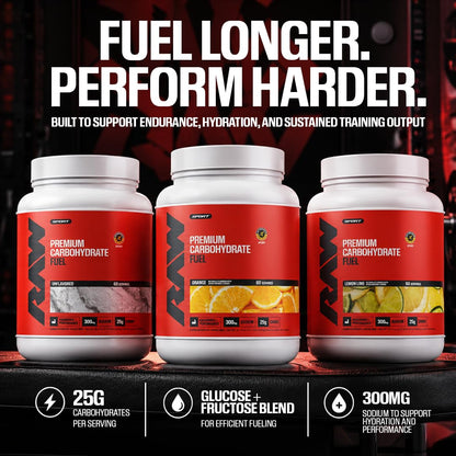 RAW Fuel, Premium Endurance Supplement Powder, Orange (60 Servings) - Peak Performance, Hydration & Stamina During Workouts, Training or Competition - 24g of Carbohydrates & 300mg of Sodium