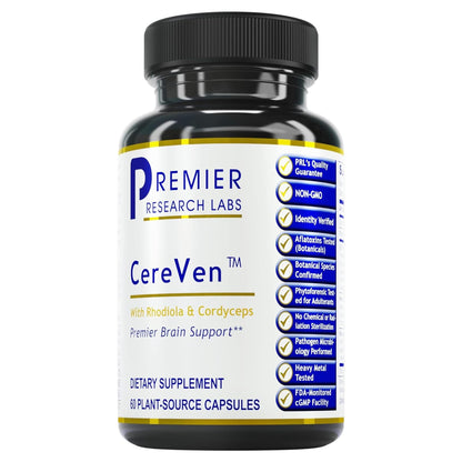 Premier Research Labs CereVen - Herbal Brain Supplement for Memory & Focus Featuring Rhodiola Rosea, Rhodiola Rosea Supplement for Brain Health Support - 60 Vegetarian Capsules Premier Research LabsBuy Supplements Australia