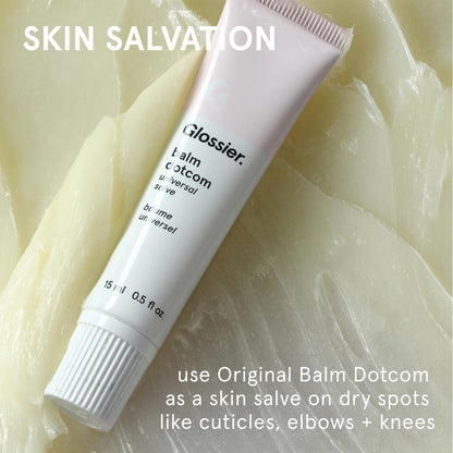 Glossier Balm Dotcom Hydrating Lip Balm - Universal Salve, Up to 12Hr Moisture - Lanolin, Beeswax & Castor Oil for Dry Lips, Cuticles & Skin - Original, Clear Fragrance-Free, 15ml GlossierBuy Supplements Australia