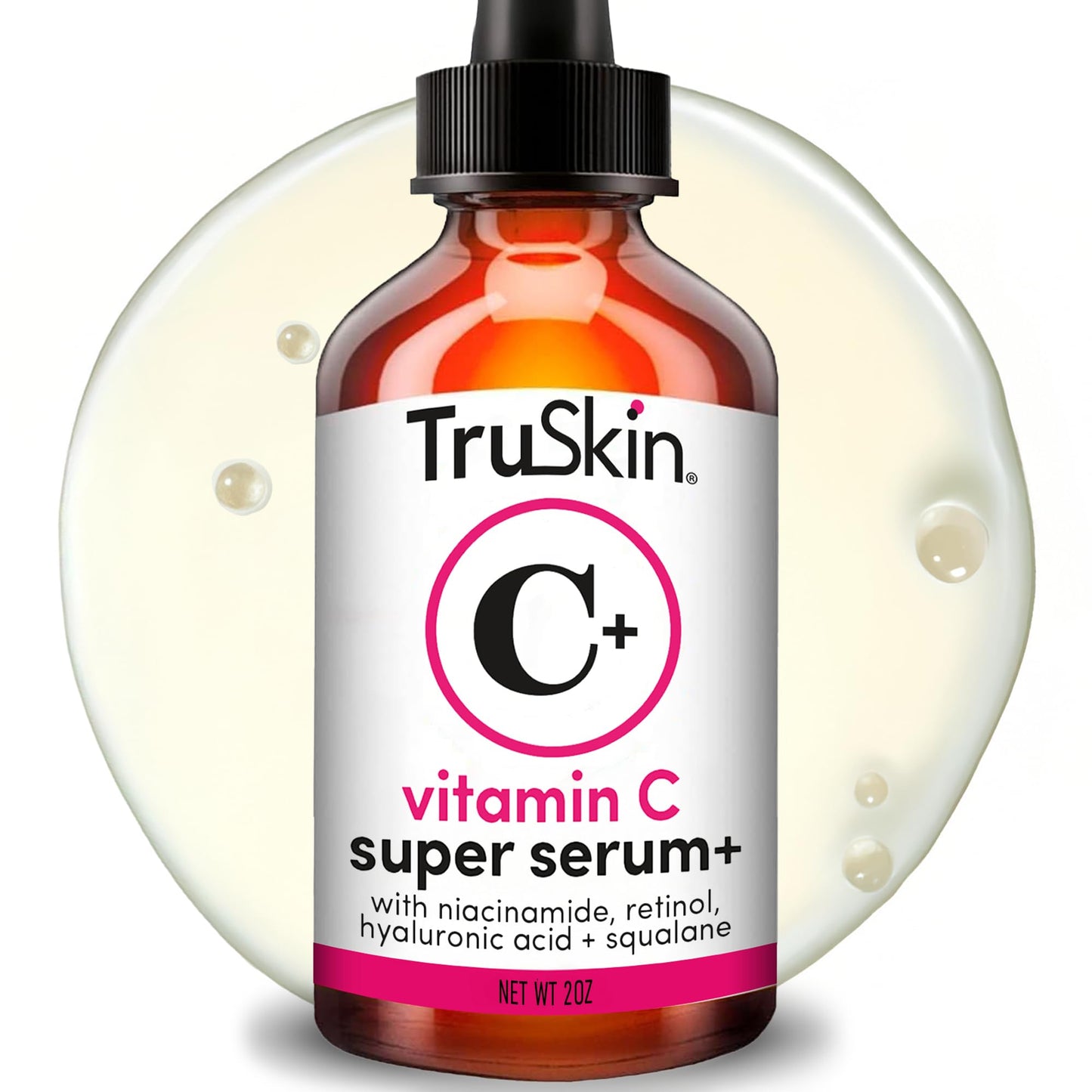 TruSkin Vitamin C Super Serum for Face, 5 Skin Benefits, 1 fl oz | Vitamin C, Retinol, Niacinamide, Hyaluronic Acid and Squalane to brighten, firm, smooth, hydrate, and refine skin