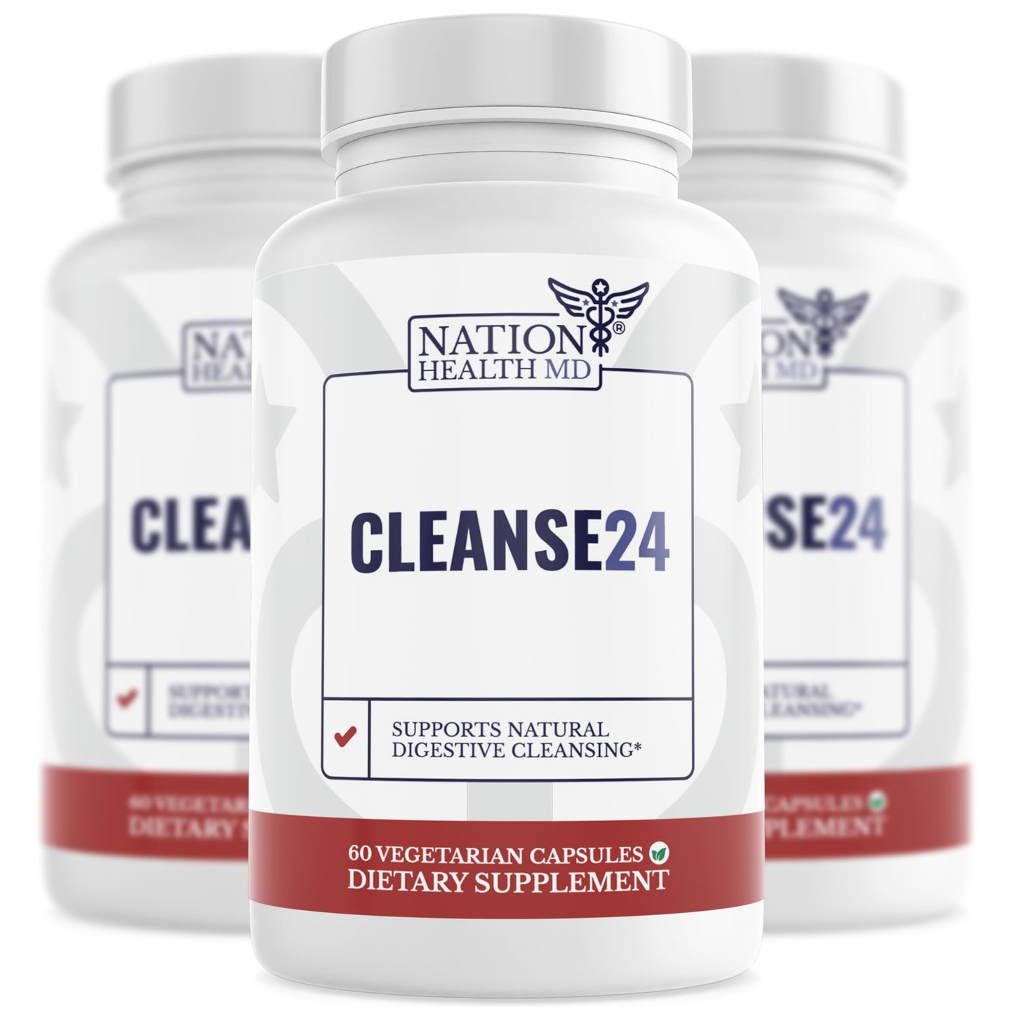 Cleanse24 | Intestinal Cleanse for Humans with Wormwood | Gut Cleanse for Men & Women, Herbal Intestinal Cleanse, Papaya, Black Walnut, 30 Days Supply, 60 Capsules