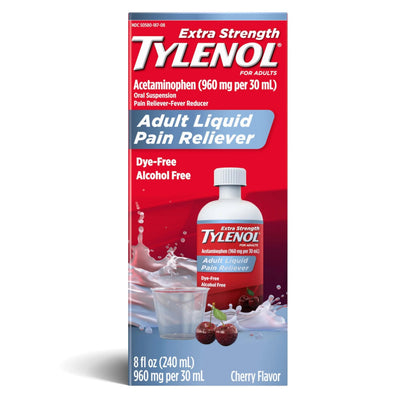 Tylenol Adult Liquid Pain Reliever and Fever Reducer, Extra Strength Liquid Acetaminophen for Fast Pain Relief for Headaches & Other Minor Pain, Cherry Flavor, Dye & Alcohol Free, 8 fl. oz TylenolBuy Supplements Australia