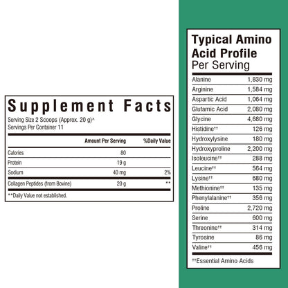 Vitalibre Bovine Collagen Peptides Powder for Women and Men, Grass-Fed Hydrolyzed Collagen Protein Type I & III, Skin, Hair, Nails, Bones, Digestion, Unflavored, Non-GMO, Keto & GF, 22 Servings, 16oz