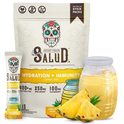 Salud 2-in-1 Hydration + Immunity Drink Mix, Cucumber Lime | Electrolytes Powder, Agua Fresca, Elderberry, Dairy & Soy Free, Non-GMO, Gluten Free, Vegan, 1g Sugar (15 Servings)